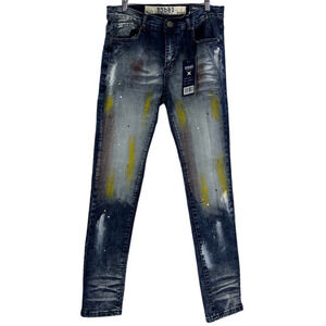 R3bel Men's Skinny Fit Painted Graffiti Jeans Size W34 L31 NWT